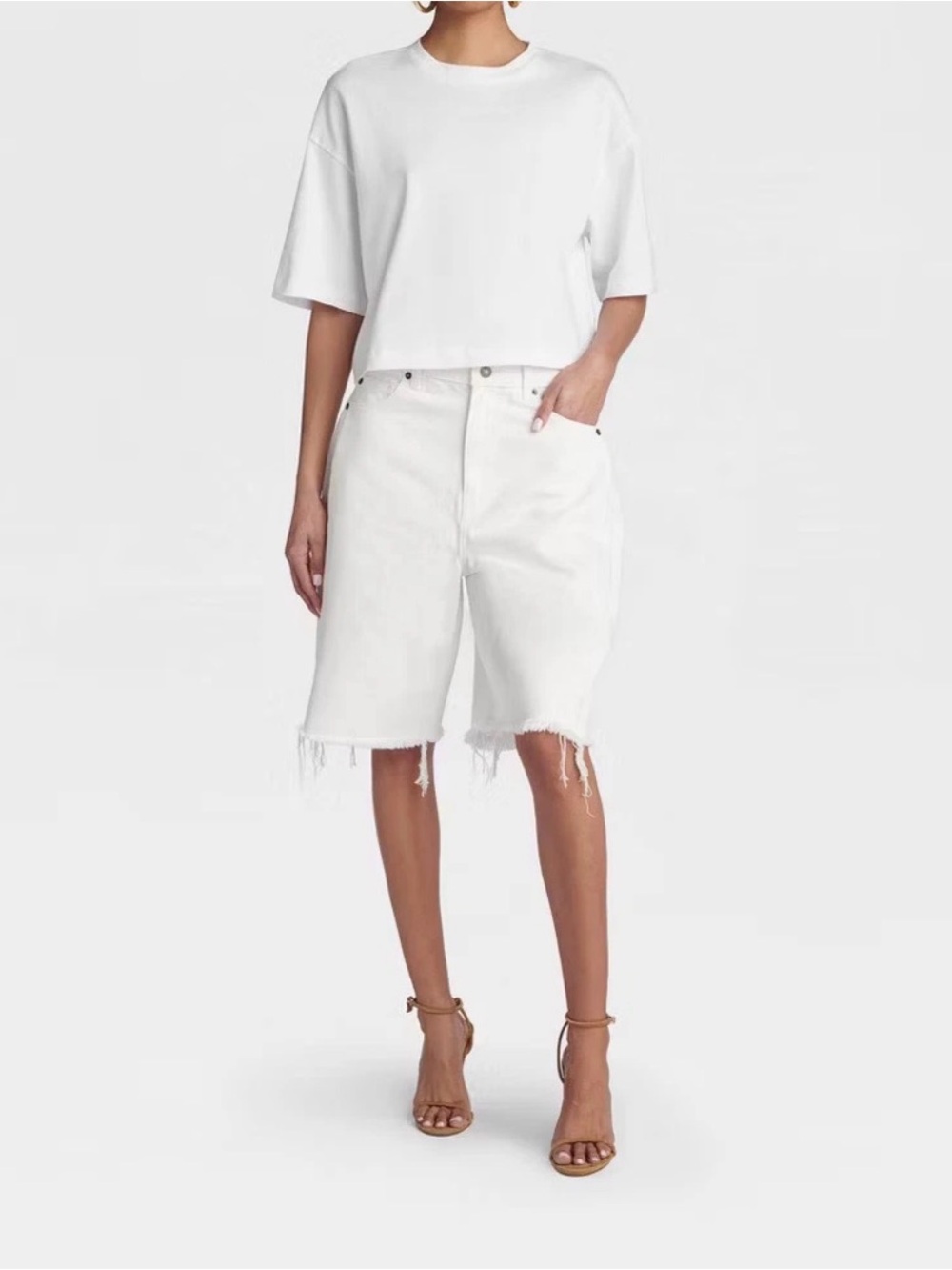 KBB by KAHLANA Women Low-Rise Wide Leg 'The Rachel Shorts' - White